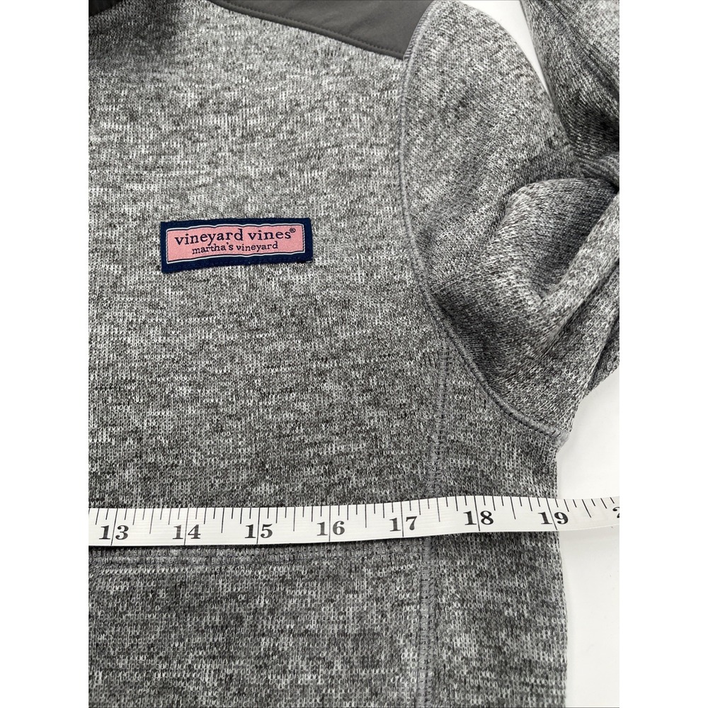 Vineyard Vines Sweater Mens XS Gray Quarter Zip Fleece Chest Pocket EUC - Picture 7 of 7